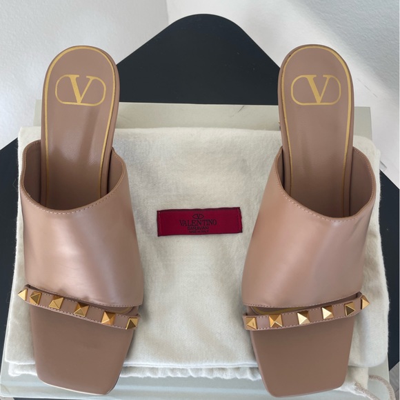 Valentino Rockstud Tower-Heel Mule Sandals - Picture 7 of 8